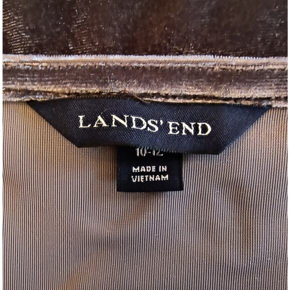 Lands' End Crushed Velvet Top Women's Sz M  Gray Draped neck Long Sleeve Popover - Picture 2 of 11
